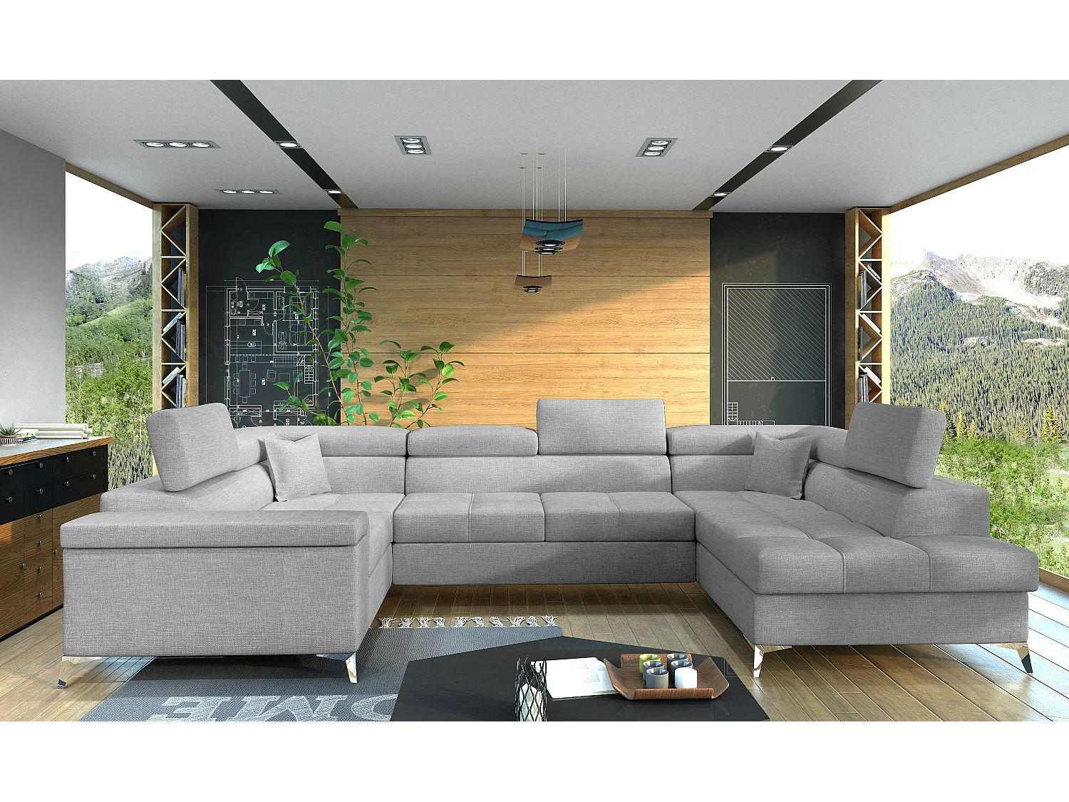 Canapé Corner Roberto UR/Tessu-Gris