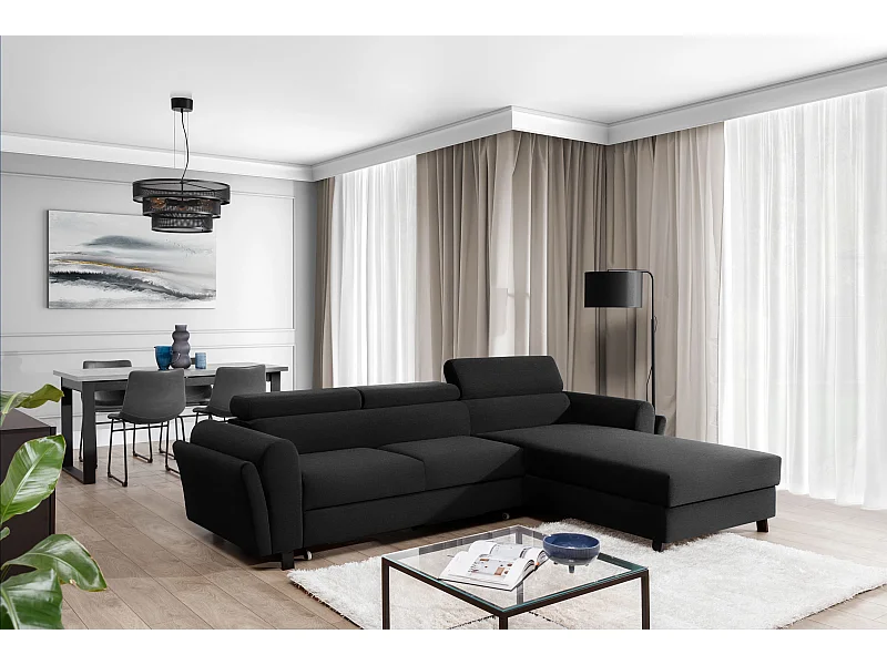 Ecksofa Salvia R/Stoff-Schwarz