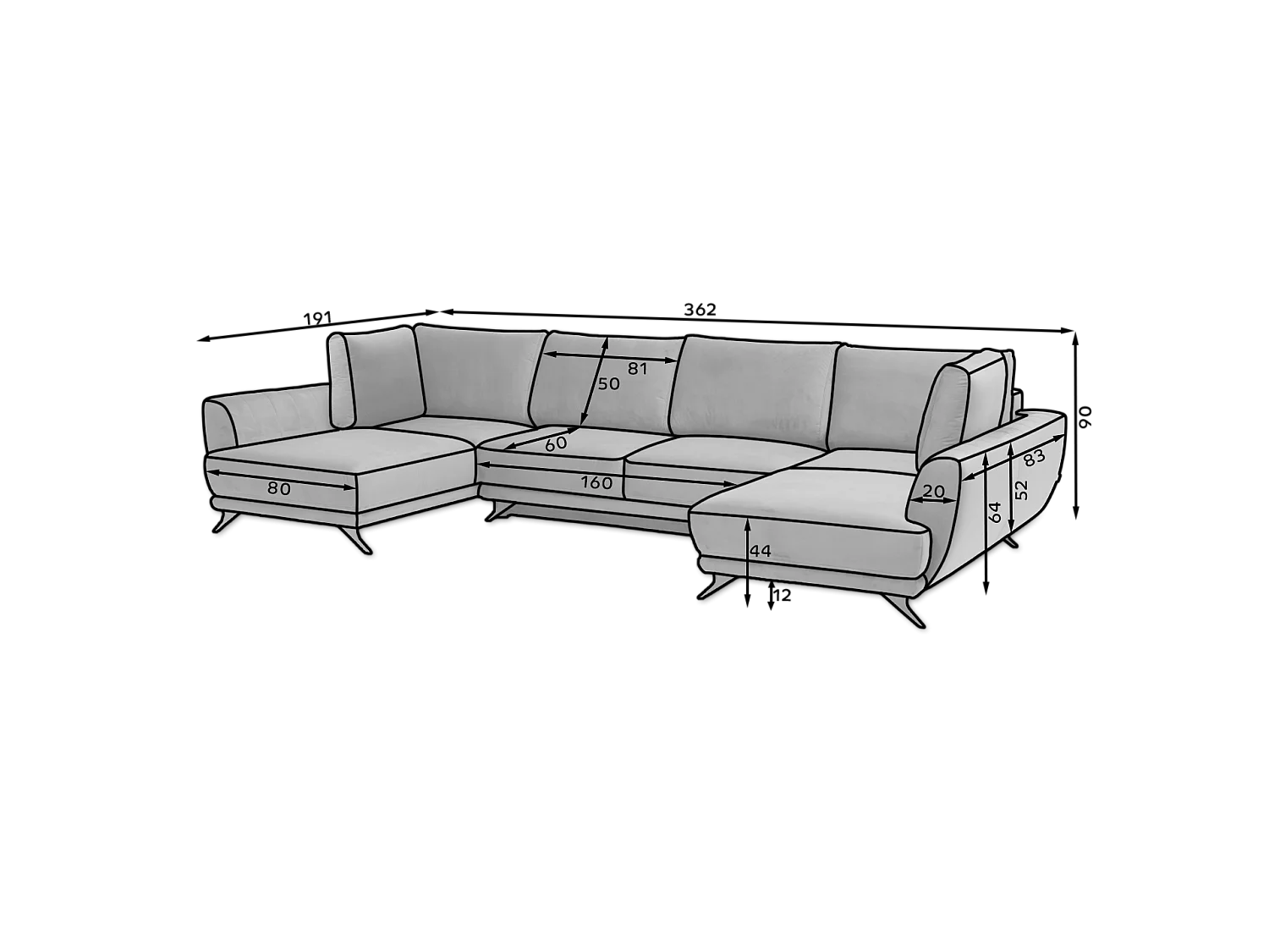 Ecksofa London-U/Stoff-Beige