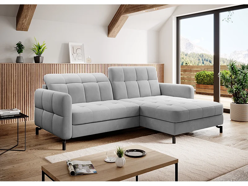 Ecksofa Anna R/Stoff/Grau/An Lager