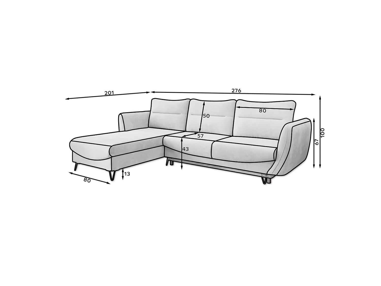 Ecksofa Astra L/Stoff-Rose