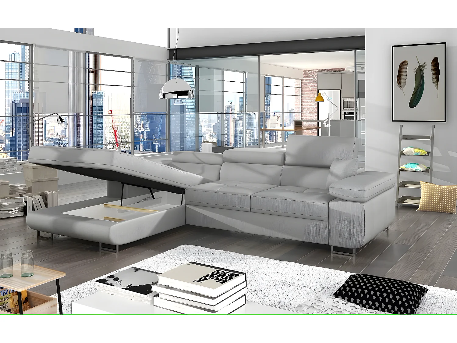 Ecksofa Rondon L /Stoffbezug/Grau