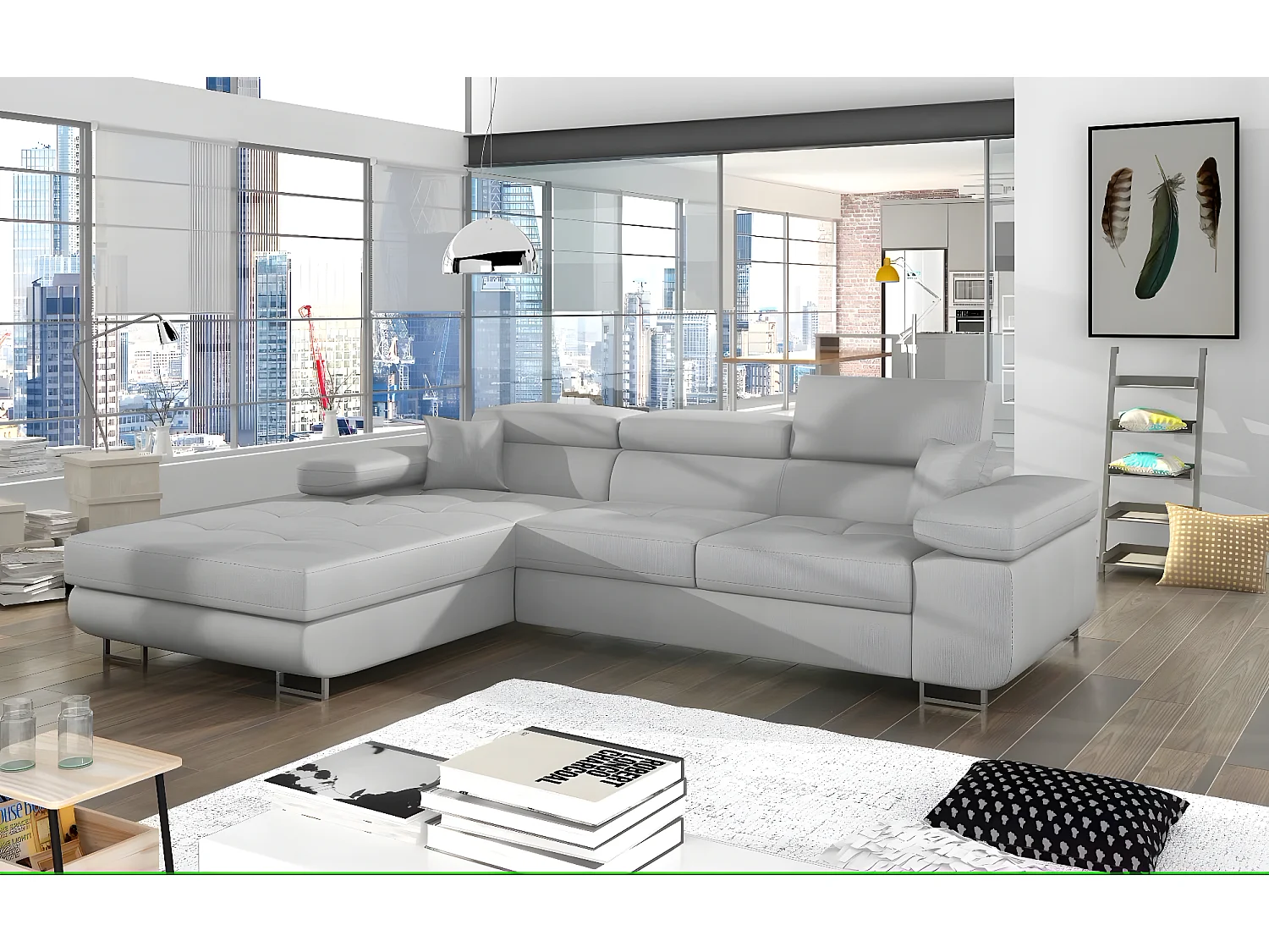 Ecksofa Rondon L /Stoffbezug/Grau
