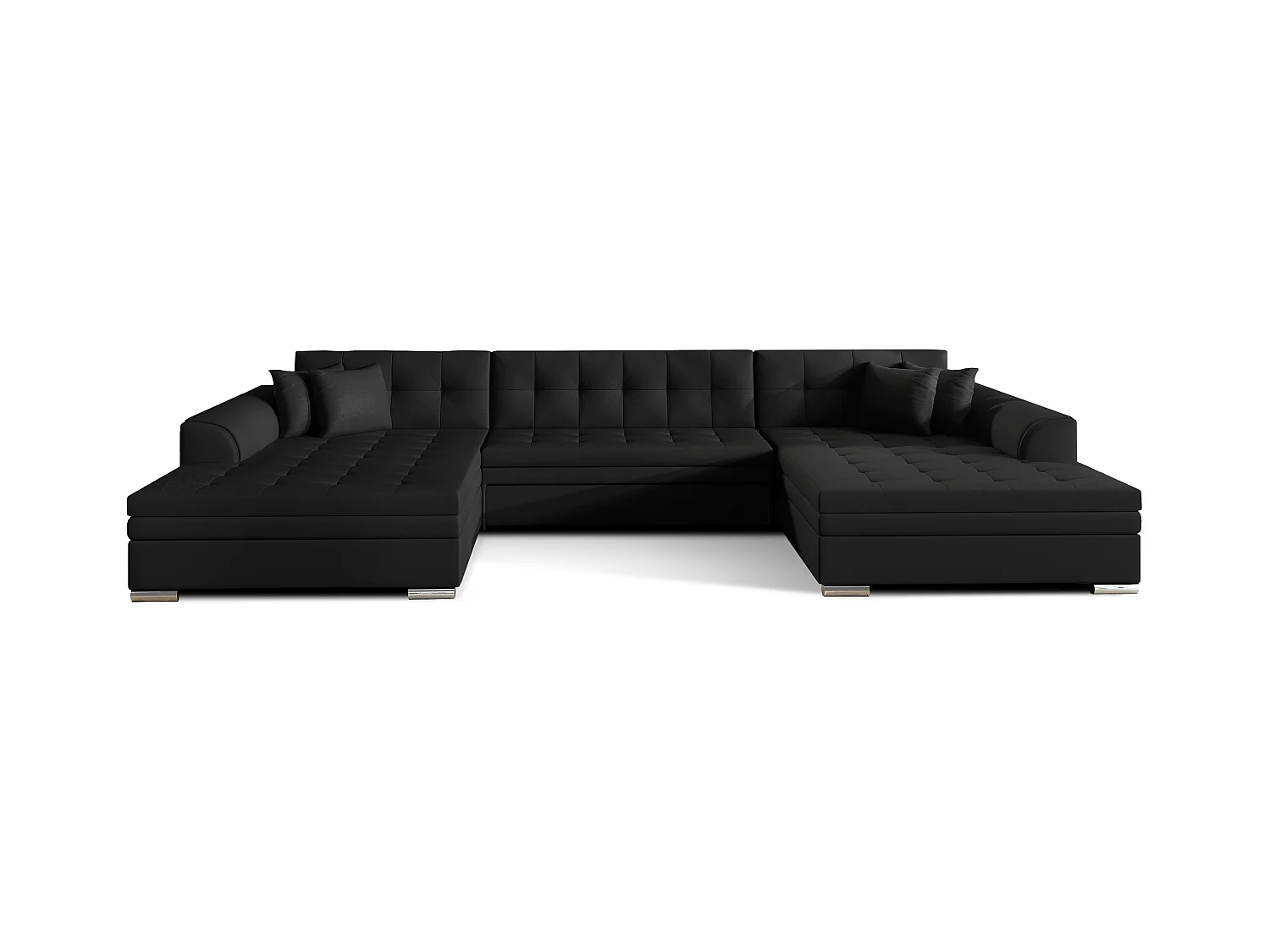 Divano d'angolo Grande-U/Tessuto/Nero/In Magazzino