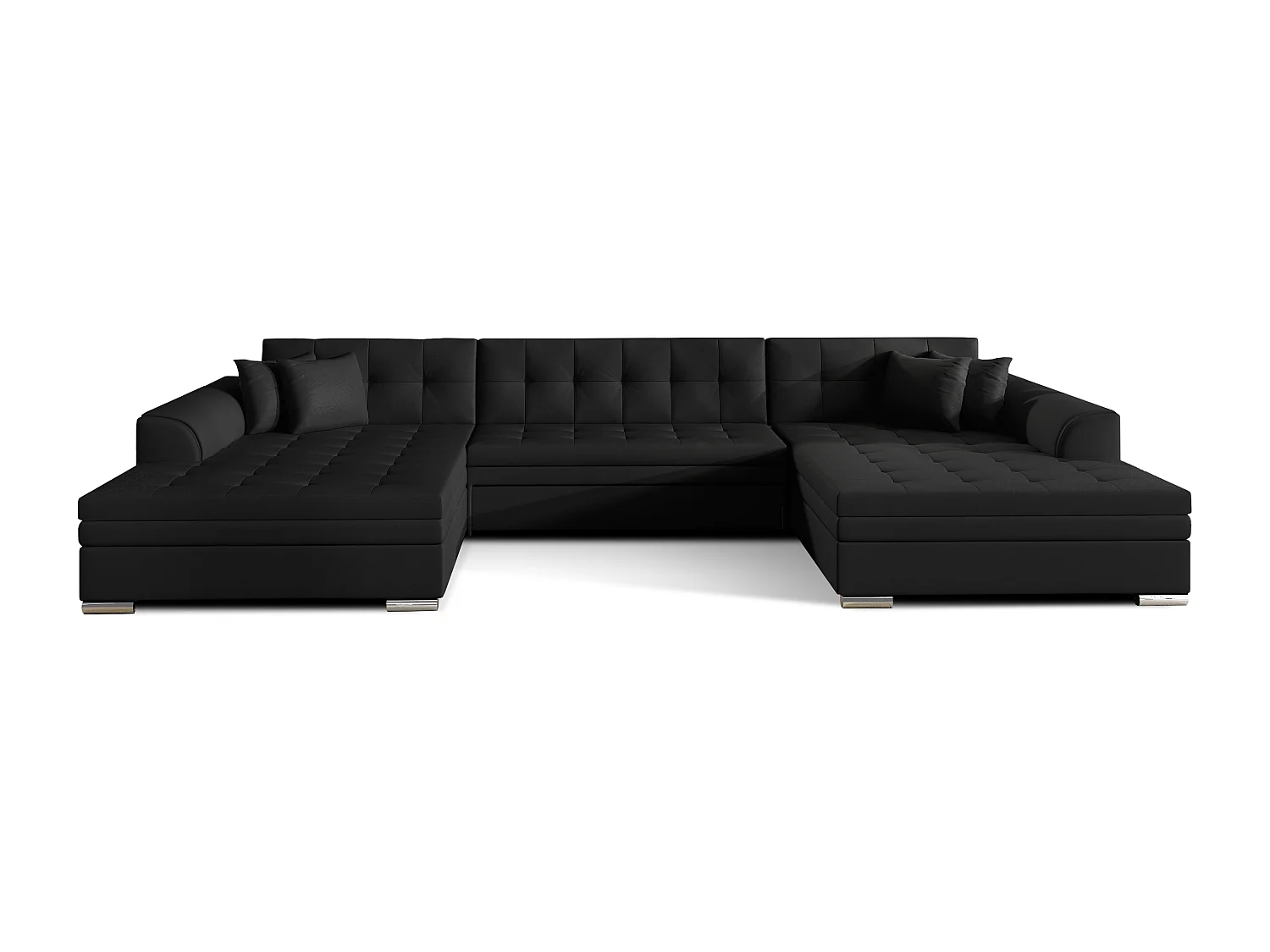 Divano d'angolo Grande-U/Tessuto/Nero/In Magazzino