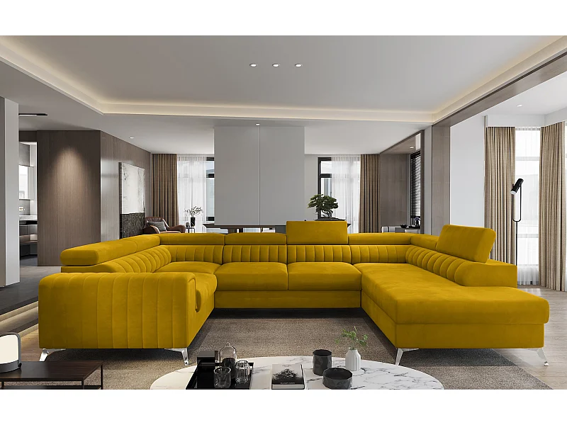 Divano d'angolo Appache UR/Tessuto/Giallo