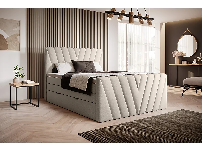 Box Spring Letto Twister S (140x200)/Tessuto-Beige