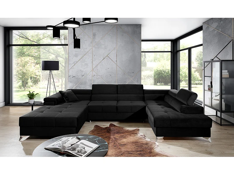 Ecksofa Perano UR/Stoff-Schwarz