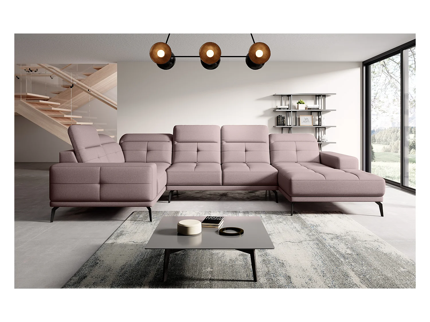 Ecksofa Conrado UL/Stoffbezug-Pink