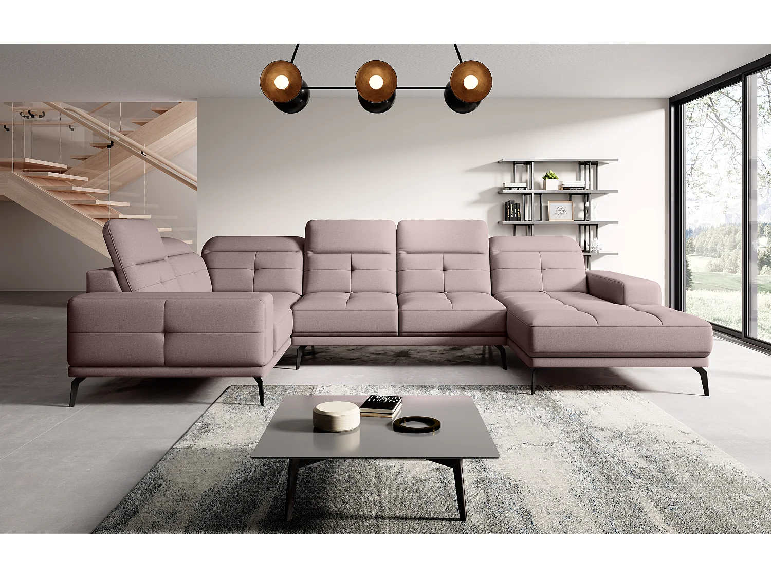 Ecksofa Conrado UL/Stoffbezug-Pink