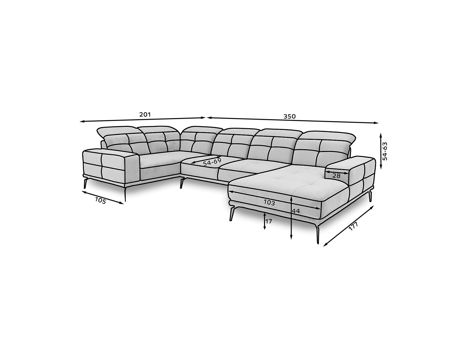 Ecksofa Conrado UL/Stoffbezug-Pink