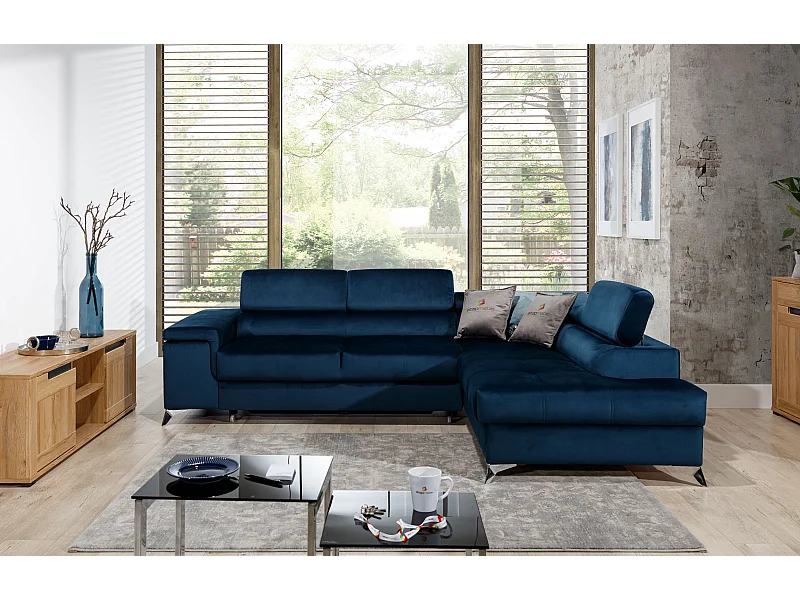 Divano d'angolo Galano R/Tessuto-Blu