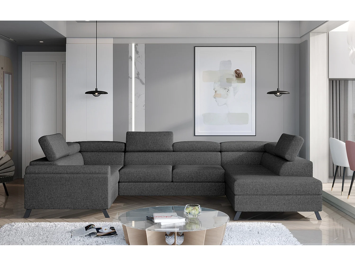 Ecksofa Lenzo UR/Stoff-Anthrazit