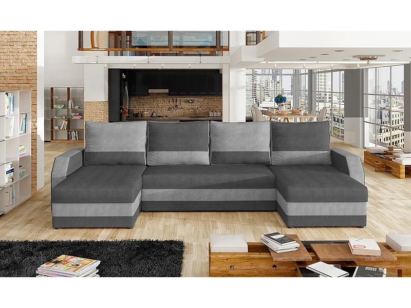 Canapé Corner Pavilon-U/Tissu-Gris