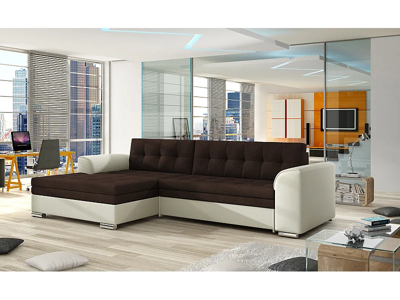 Ecksofa Merati L/Stoff-Braun&Beige