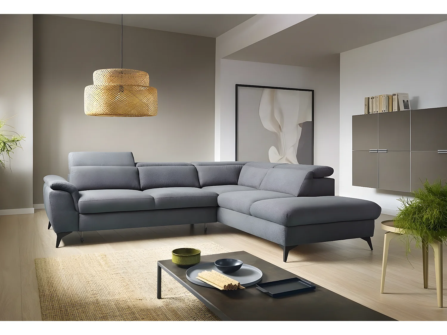 Ecksofa Calia R/Stoffbezug/Anthrazit