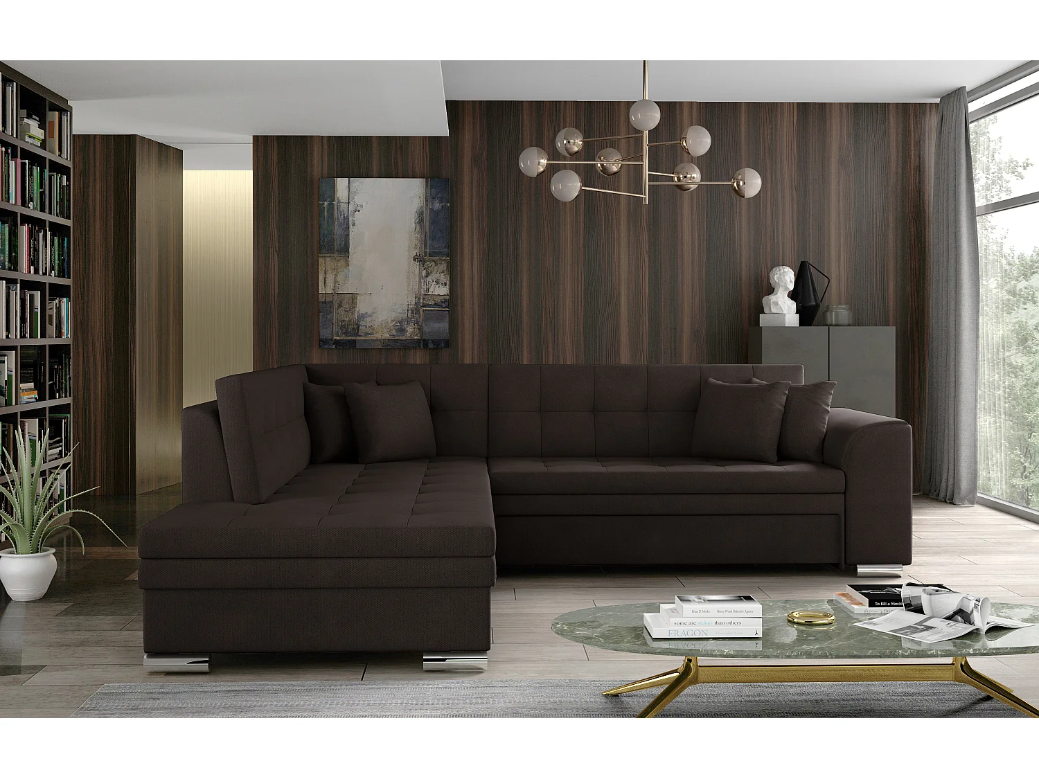Ecksofa Atlanta L/Stoff-Braun