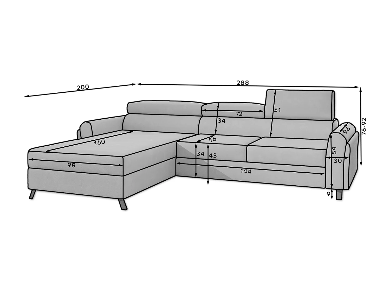 Ecksofa Salvia R/Stoff-Beige