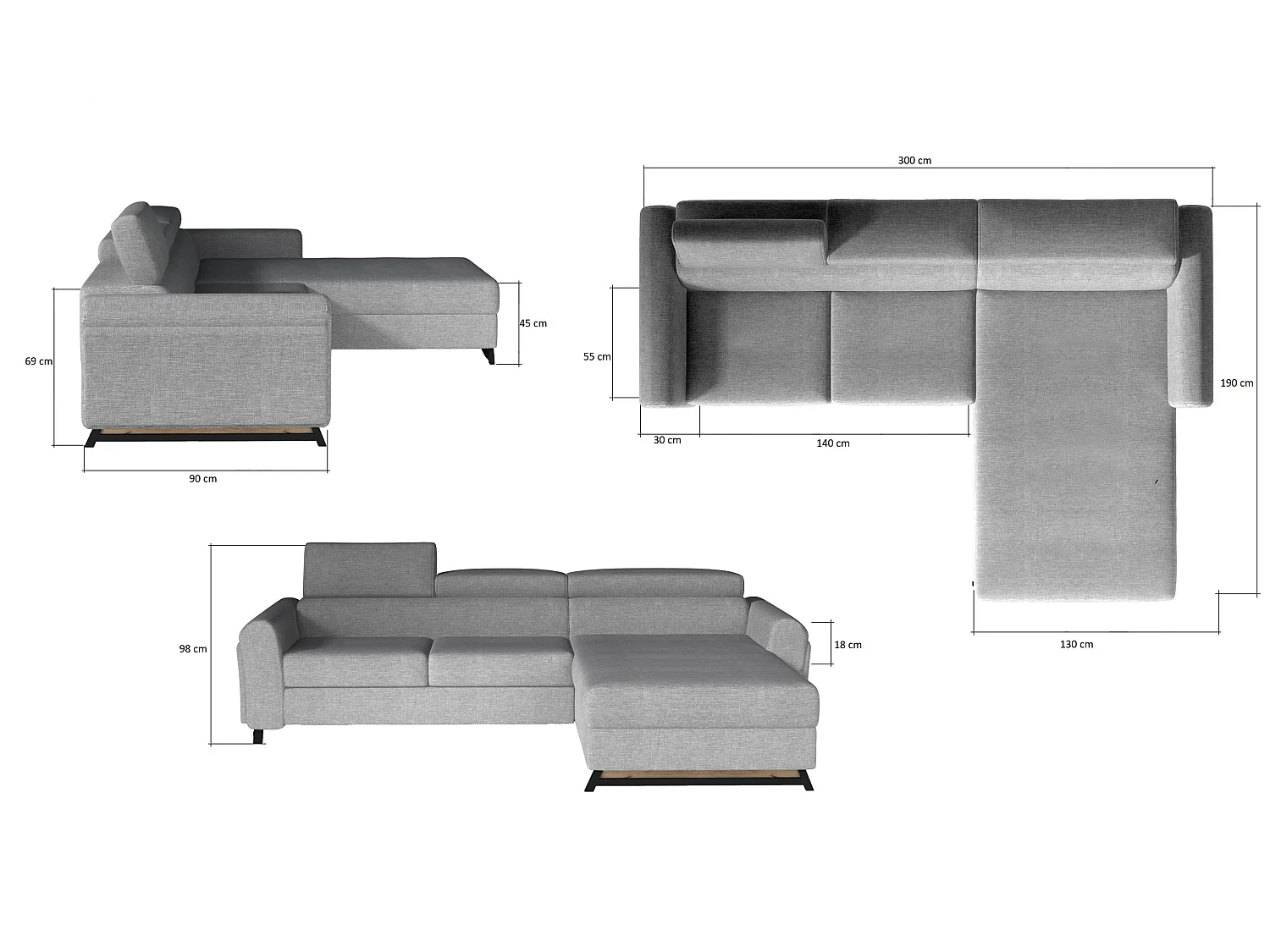 Ecksofa Salvia R/Stoff-Beige