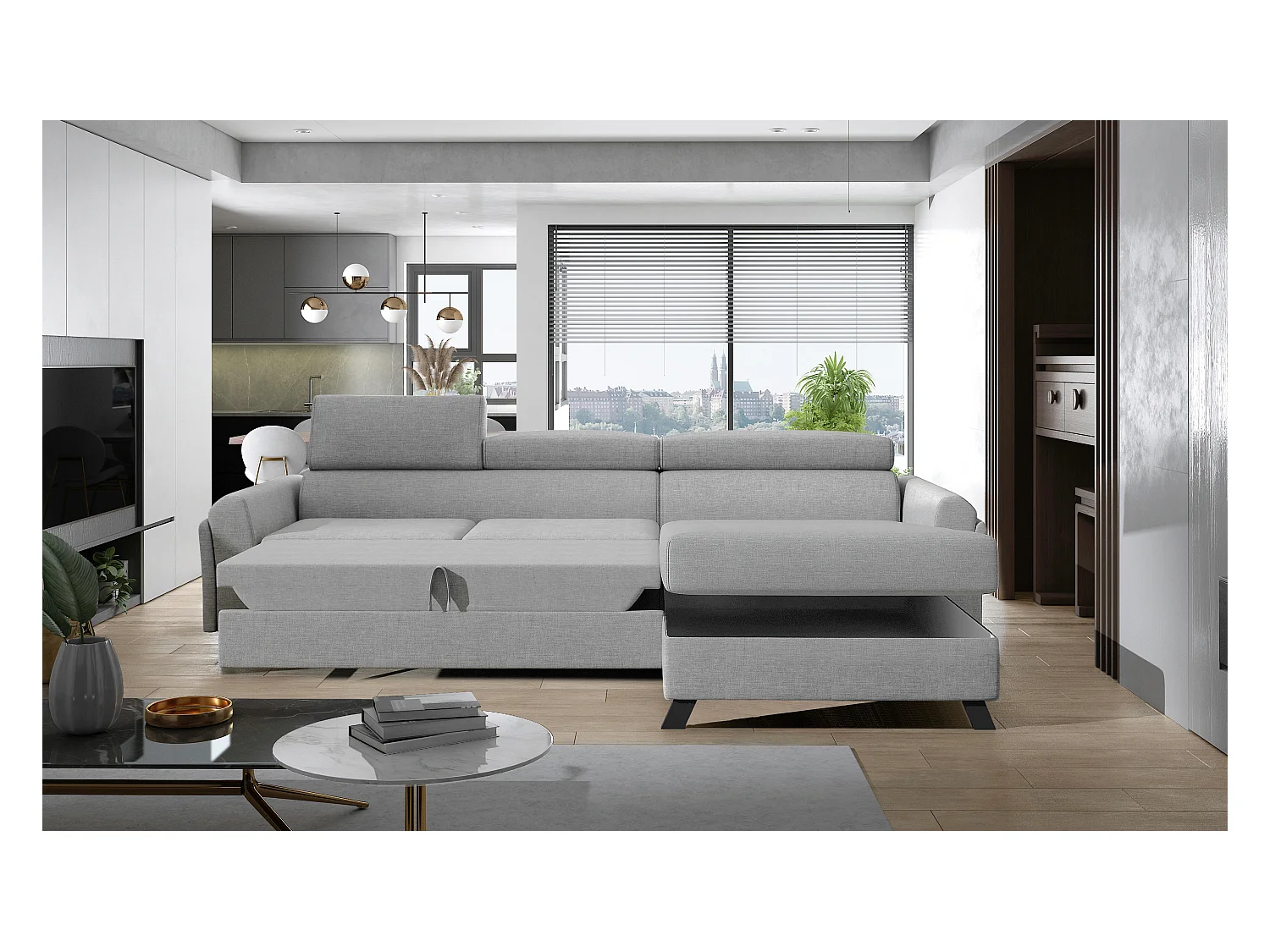 Ecksofa Salvia R/Stoff-Beige