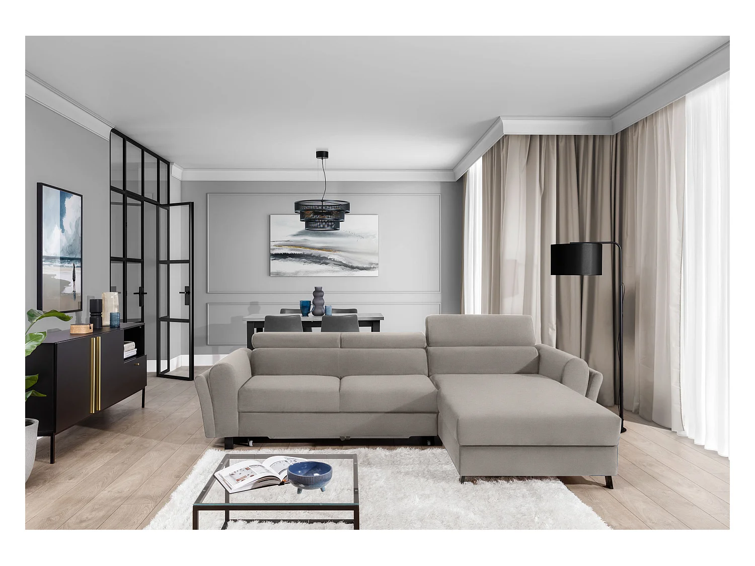 Ecksofa Salvia R/Stoff-Beige
