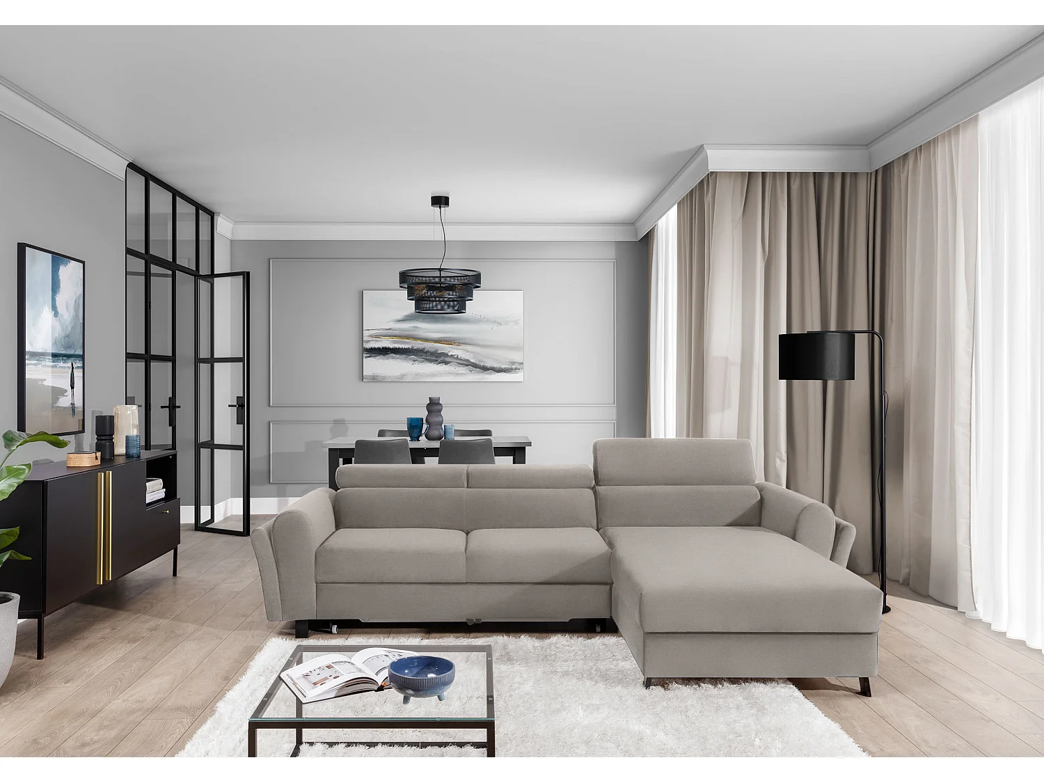 Ecksofa Salvia R/Stoff-Beige