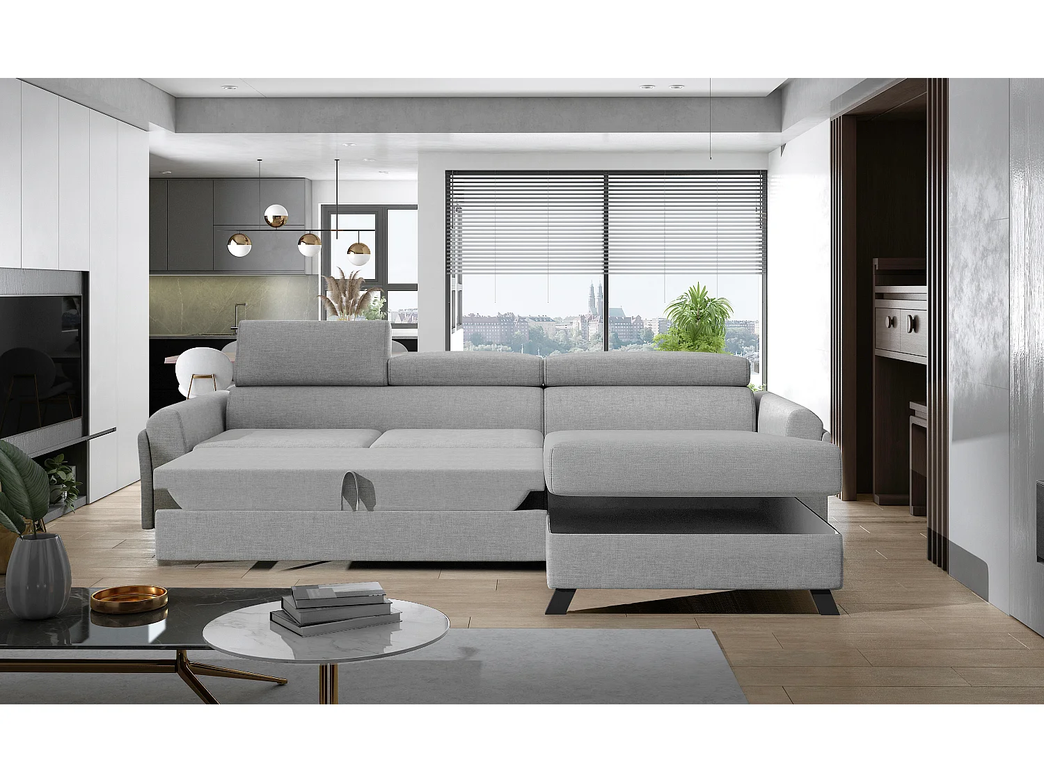 Ecksofa Salvia R/Stoff-Beige
