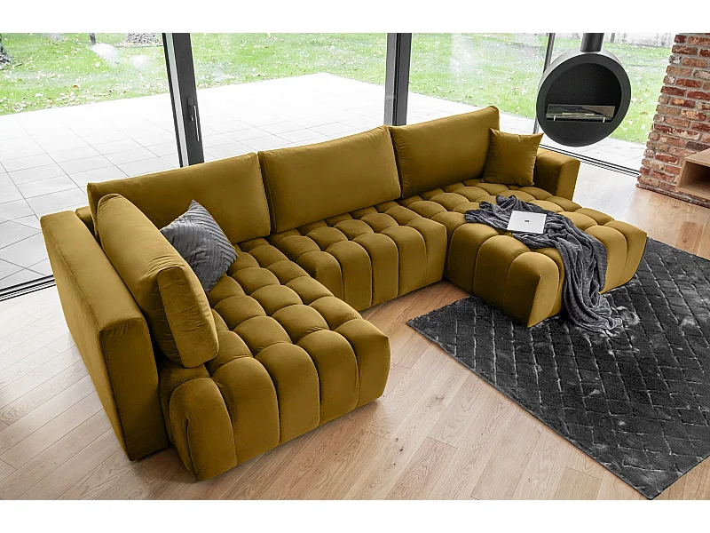 Ecksofa Stelvio UR/Stoff-Gold