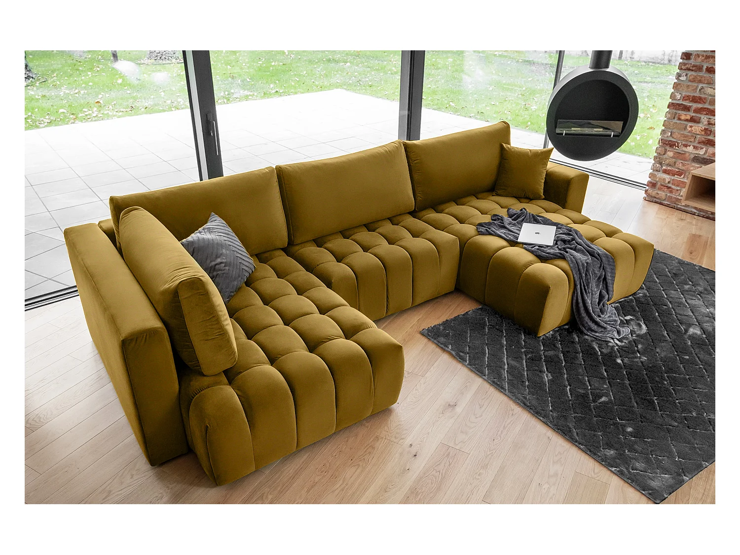 Divano d'angolo Stelvio UR/Tessuto-Oro