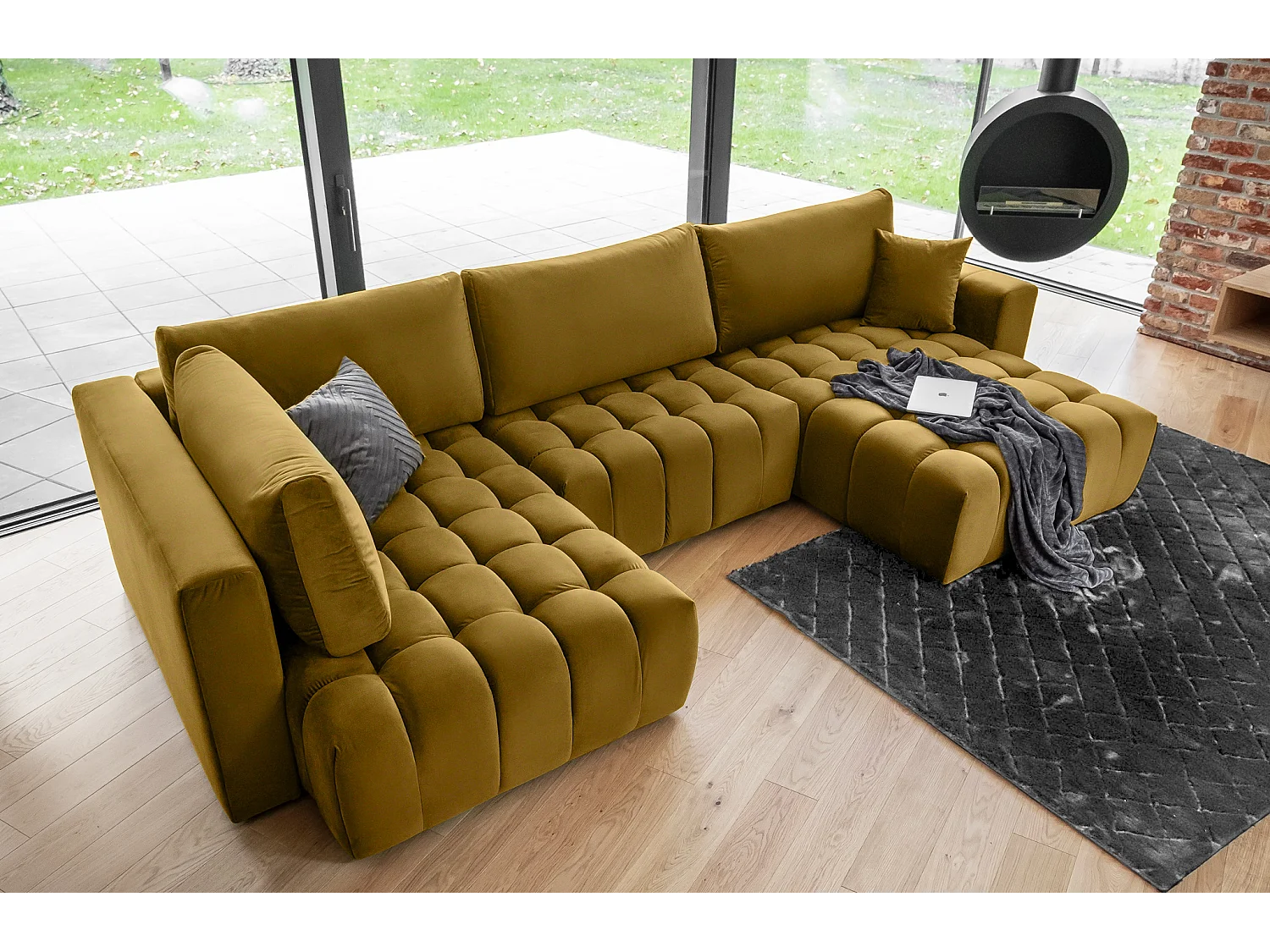 Ecksofa Stelvio UR/Stoff-Gold