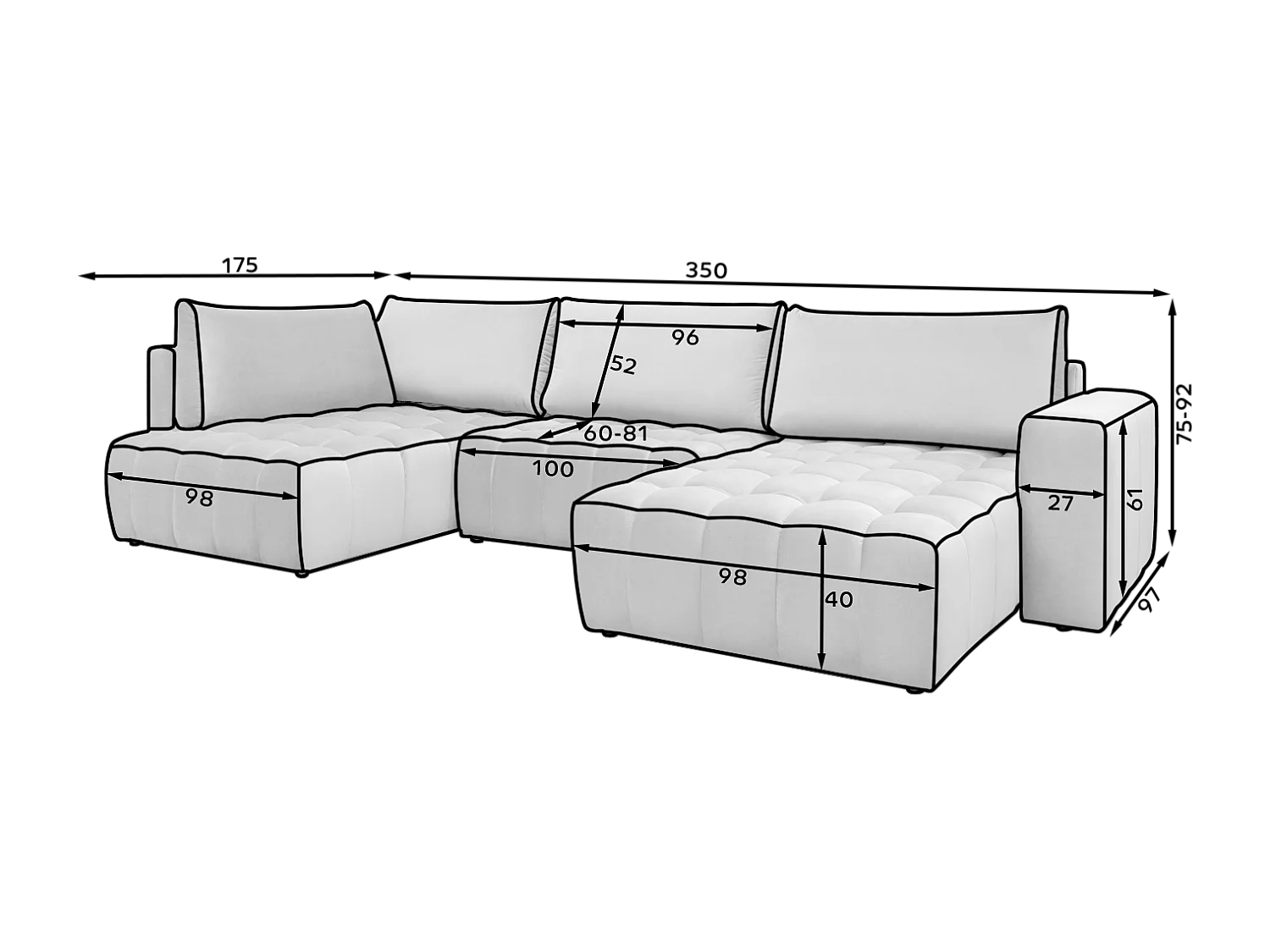 Ecksofa Stelvio UR/Stoff-Gold