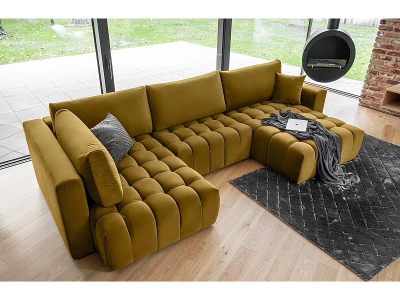 Ecksofa Stelvio UR/Stoff-Gold