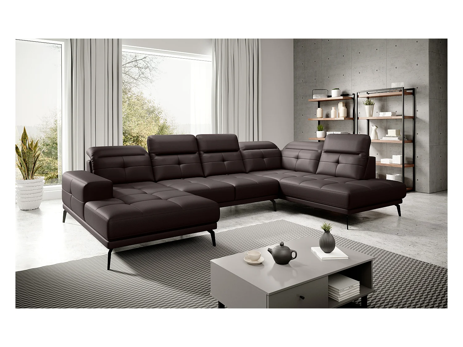 Ecksofa Luton UR/Stoff-Braun