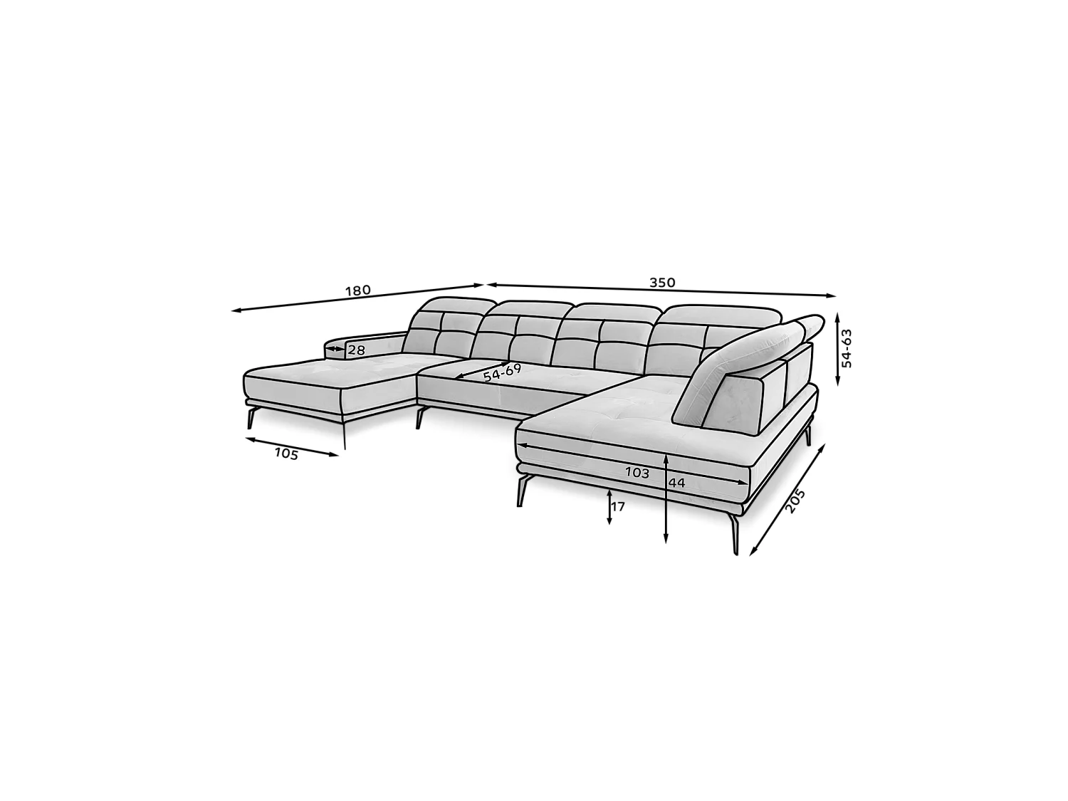 Ecksofa Luton UR/Stoff-Braun
