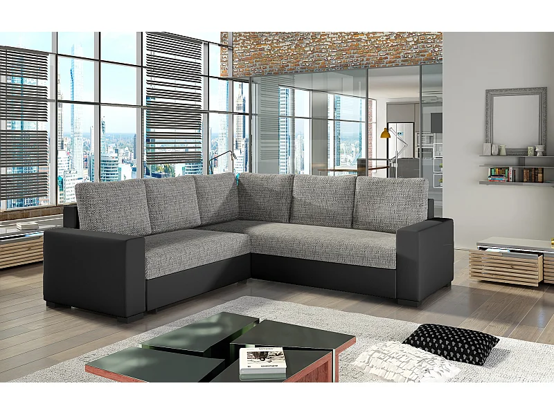 Ecksofa Eggry/ Stoffbezug/Grau&Schwarz