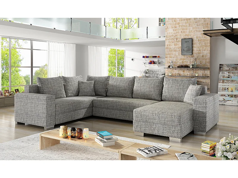 Ecksofa Berta R/Stoff-Grau