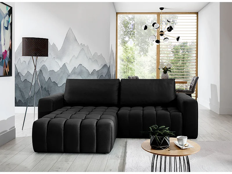 Ecksofa Stelvino L/Stoff-Schwarz
