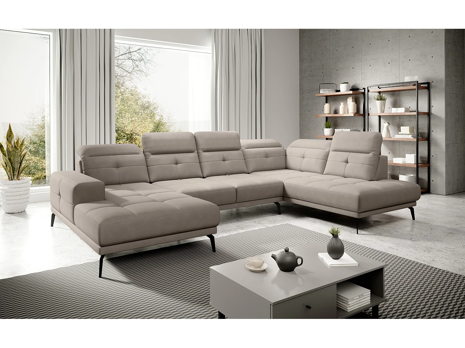 Ecksofa Luton UR/Stoff-Beige