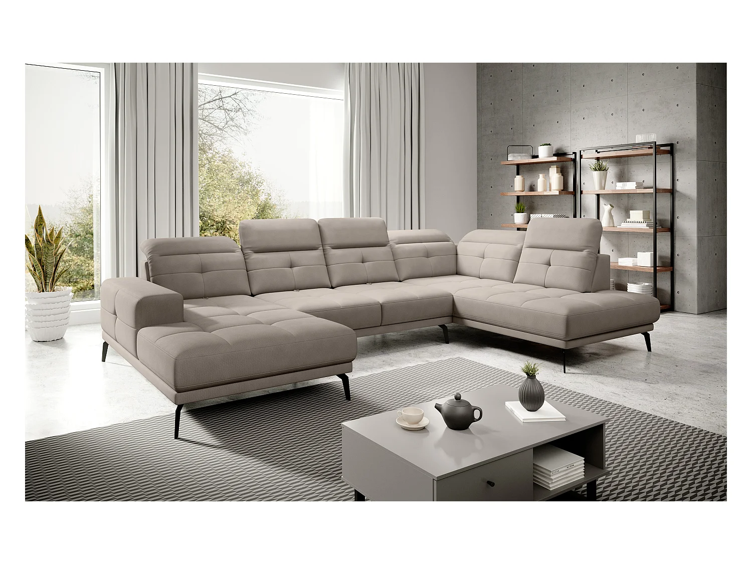 Divano d'angolo Luton UR/Tessuto-Beige