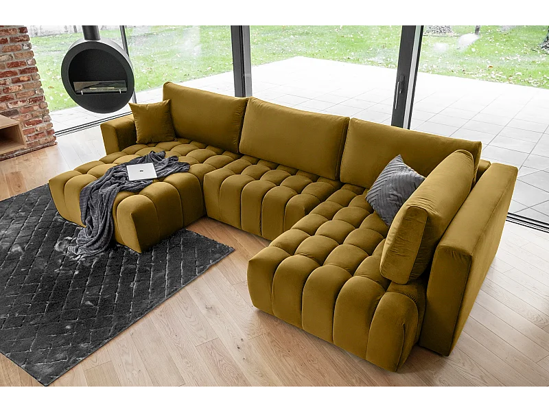 Ecksofa Stelvio UL/Stoff-Gold