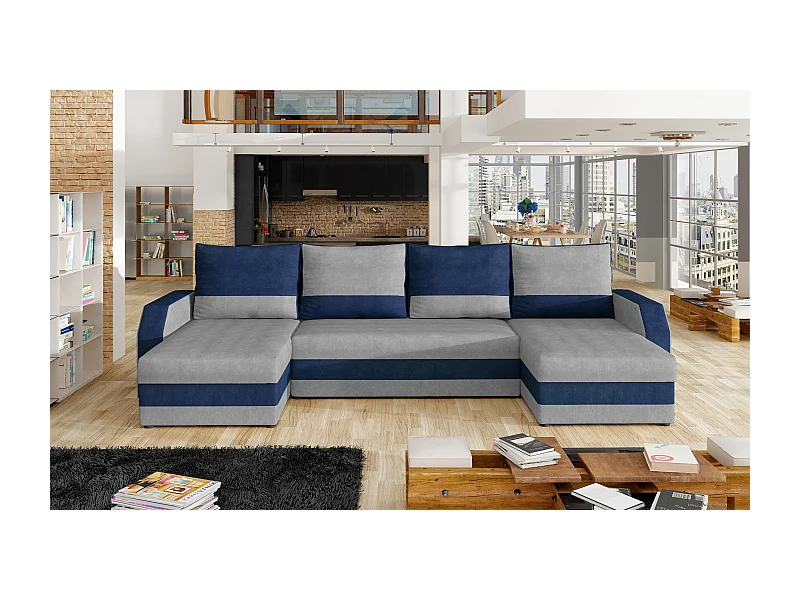 Divano d'angolo Pavilon-U/Tessuto-Blu