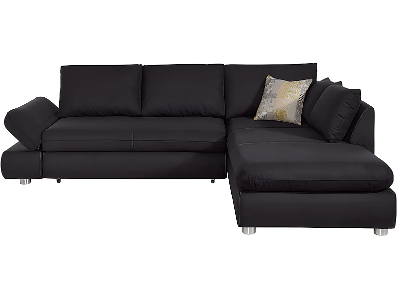 Ecksofa Komo R/Stoffbezug/Schwarz