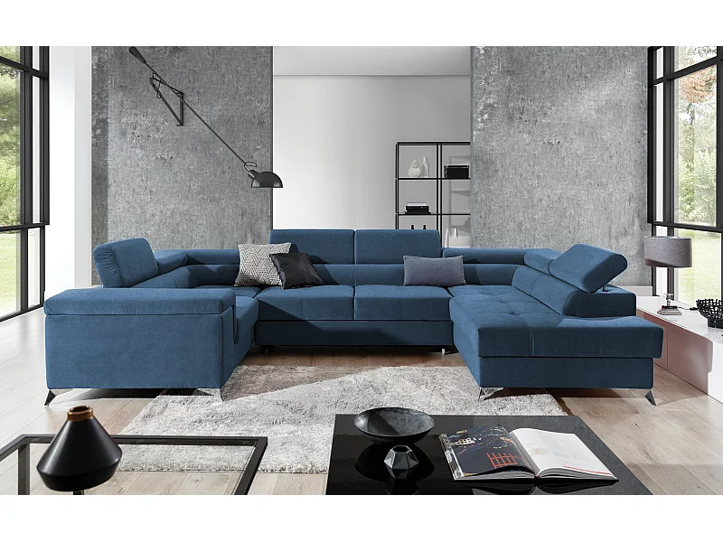 Canapé Corner Roberto UR/Tessu-Bleu