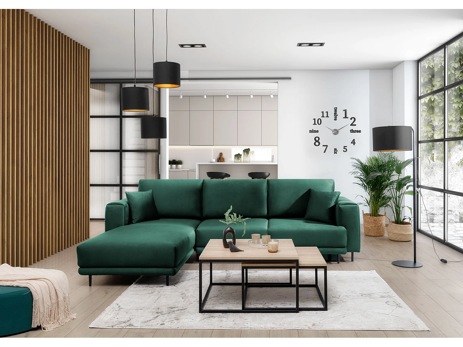 Divano d'angolo Marrina L/Tessuto-Verde