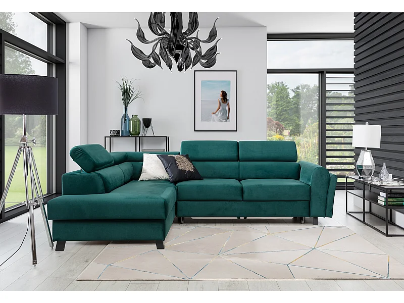 Divano d'angolo Nestro L/Tessuto-Verde