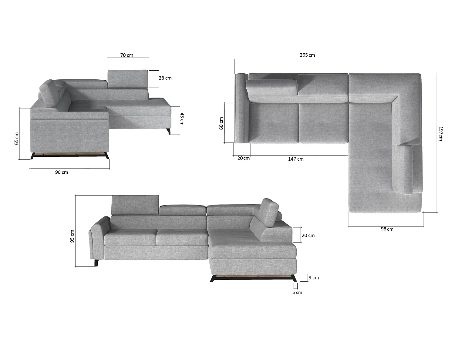 Ecksofa Nestro L/Stoff-Grün