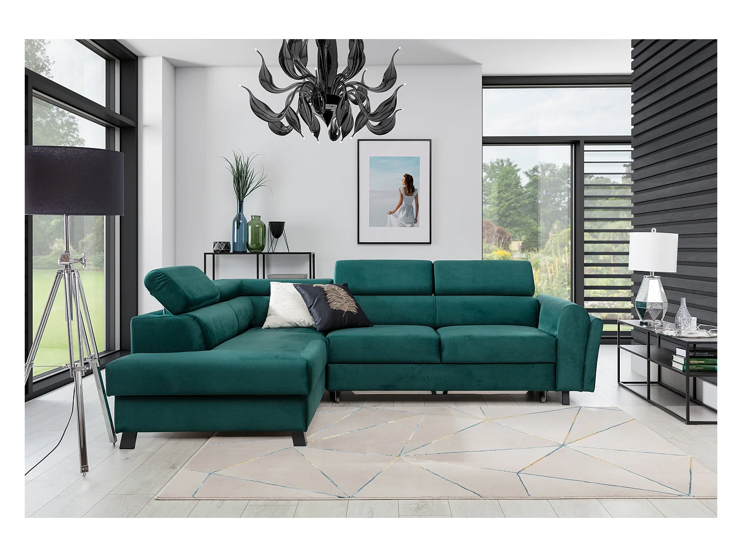 Ecksofa Nestro L/Stoff-Grün