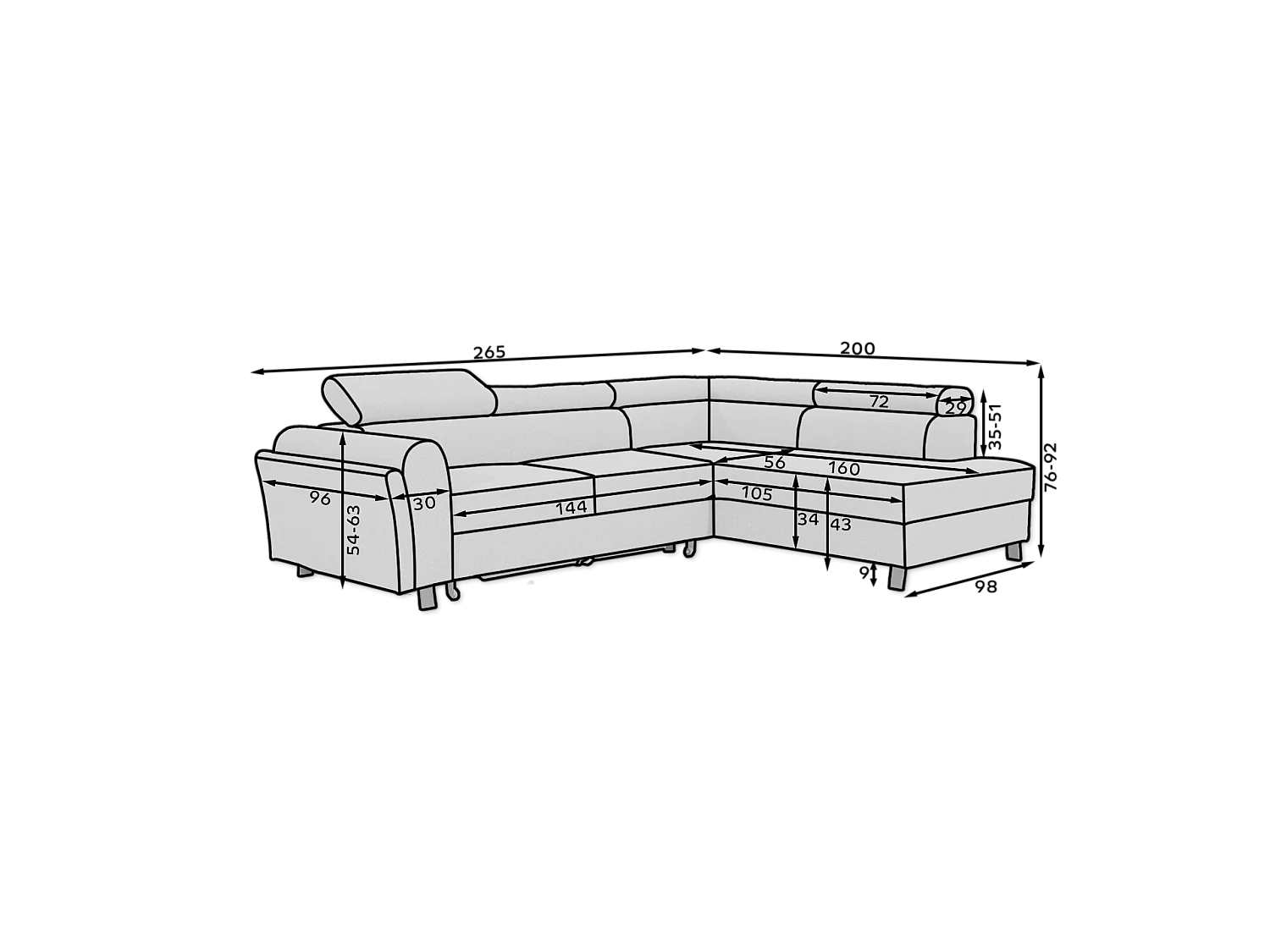 Ecksofa Nestro L/Stoff-Grün