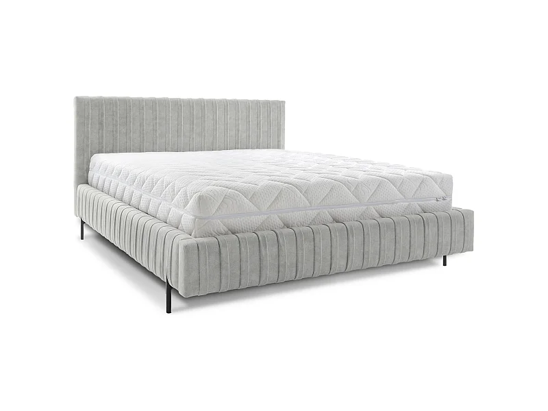 Lit coffre Plika prestige – Design et tissu pour un confort absolu-Couleur Gris clair-180x200