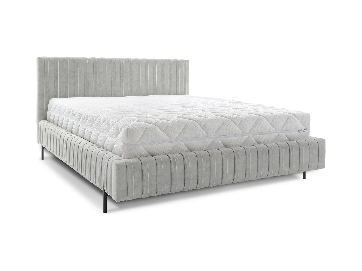 Lit coffre Plika prestige – Design et tissu pour un confort absolu-Couleur Gris clair-180x200